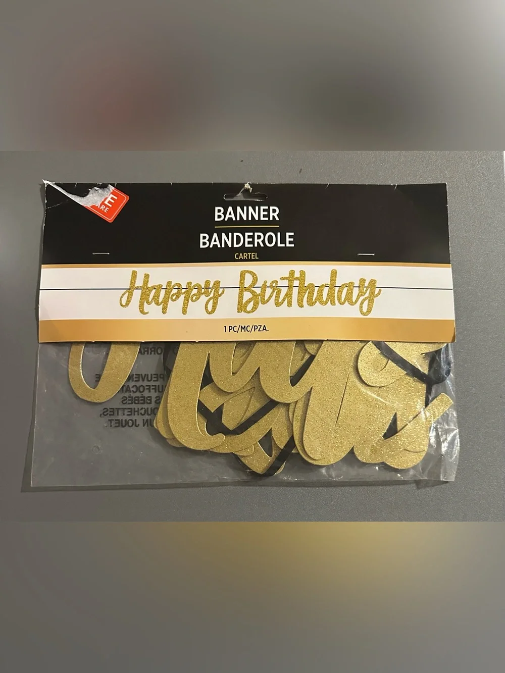 Happy Birthday Banner - Gold Glitter - Unbranded